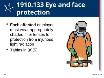 Slide 17: 1910.133 Eye and face protection