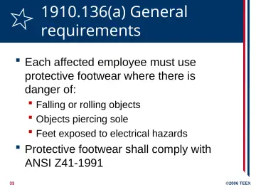 Slide 33: 1910.136(a) General requirements