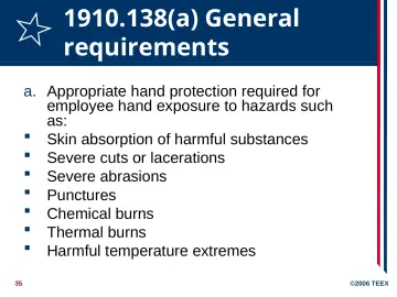 Slide 35: 1910.138(a) General requirements