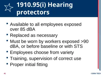 Slide 41: 1910.95(i) Hearing protectors