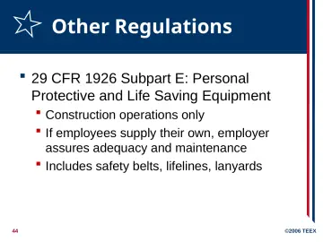 Slide 44: Other Regulations