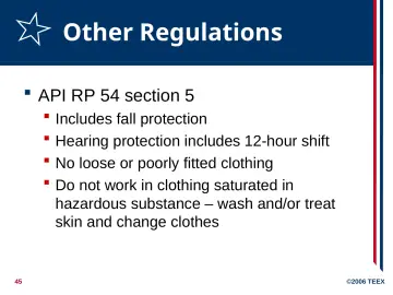 Slide 45: Other Regulations