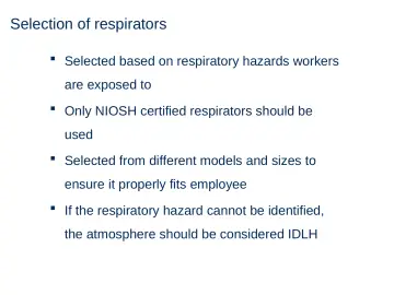 Slide 16: Selection of respirators