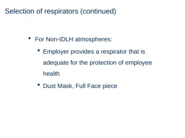 Slide 18: Selection of respirators (continued)