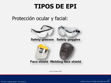 Slide 16: Protección ocular y facial: