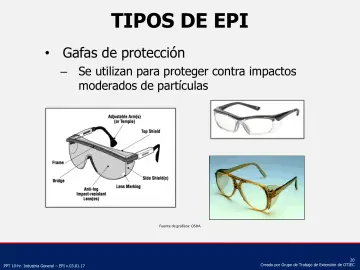 Slide 20: Gafas de protección