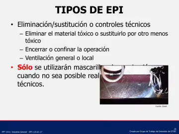 Slide 28: Eliminación/sustitución o controles técnicos
