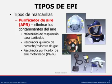 Slide 29: Tipos de mascarillas