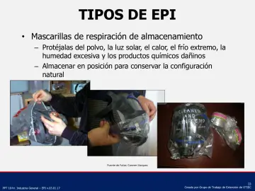 Slide 33: Mascarillas de respiración de almacenamiento