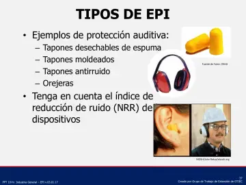 Slide 37: Ejemplos de protección auditiva: