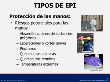 Slide 39: Protección de las manos: