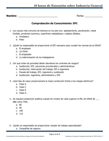 Page 1: 10 horas de Extensión sobre Industria General