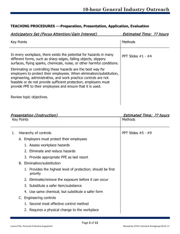 Page 2: TEACHING PROCEDURES --- Preparation, Presentation, Application, Evaluation