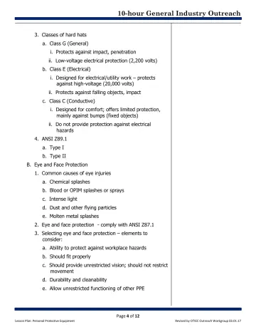 Page 4: 3. Classes of hard hats