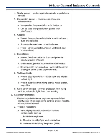Page 5: 4. Safety glasses - protect against moderate impacts from particles