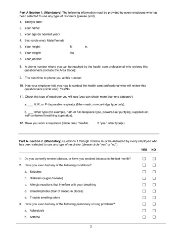 Page 2: Part A Section 1. (Mandatory) The following information must be provided by every employee…
