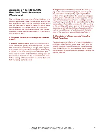 Page 39: Appendix B-1 to §1910.134: User Seal Check Procedures (Mandatory)