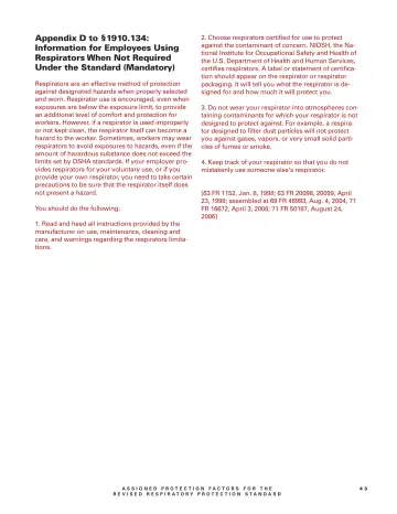 Page 45: Appendix D to §1910.134: Information for Employees Using Respirators When Not Required…