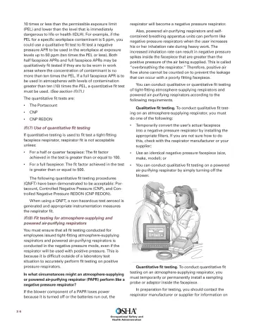 Page 38: 10 times or less than the permissible exposure limit (PEL) and lower than the level that…