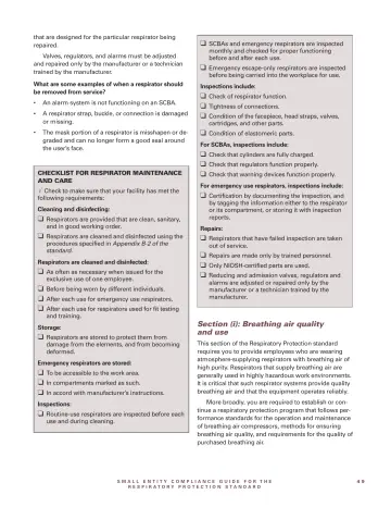 Page 51: Respirators are provided that are clean, sanitary,
