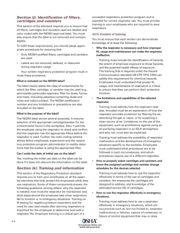 Page 56: Section (j): Identification of filters, cartridges and canisters