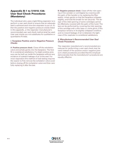 Page 96: Appendix B-1 to §1910.134: User Seal Check Procedures (Mandatory)