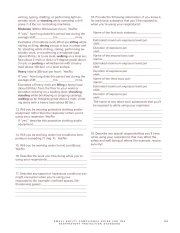 Page 101: writing, typing, drafting, or performing light assembly work; or standing while operating…