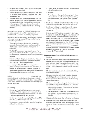 Page 109: A copy of this program, and a copy of the Respiratory Protection standard.