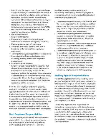 Page 2: Selection of the correct type of respirator based on the respiratory hazards to which the…