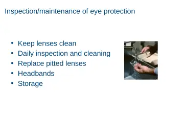 Slide 25: Inspection/maintenance of eye protection