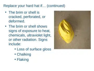 Slide 32: Replace your hard hat if… (continued)