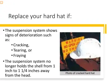 Slide 32: Replace your hard hat if: