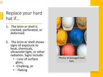 Slide 33: Replace your hard hat if…