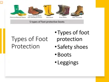 Slide 38: 5 types of foot protective boots