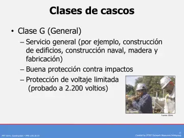 Slide 11: Clases de cascos