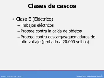 Slide 12: Clases de cascos