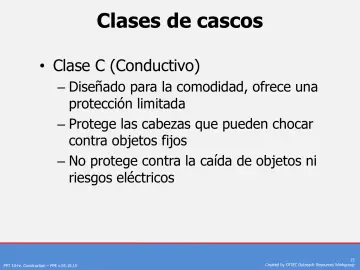 Slide 13: Clases de cascos