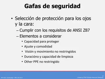 Slide 15: Gafas de seguridad