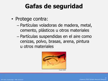 Slide 16: Gafas de seguridad