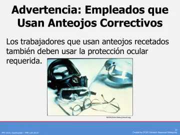 Slide 20: Advertencia: Empleados que Usan Anteojos Correctivos