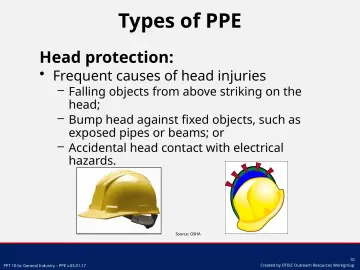 Slide 10: Head protection: