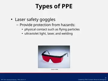 Slide 26: Laser safety goggles