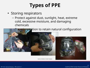 Slide 33: Storing respirators