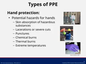 Slide 39: Hand protection: