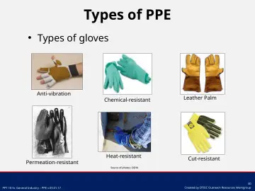 Slide 40: Types of gloves