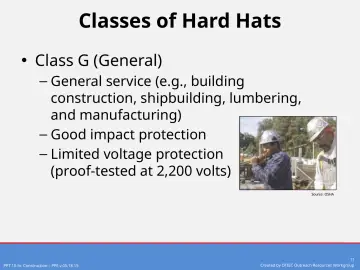 Slide 11: Classes of Hard Hats