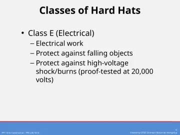 Slide 12: Classes of Hard Hats