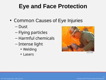 Slide 14: Eye and Face Protection