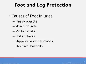 Slide 26: Foot and Leg Protection