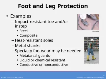 Slide 27: Foot and Leg Protection